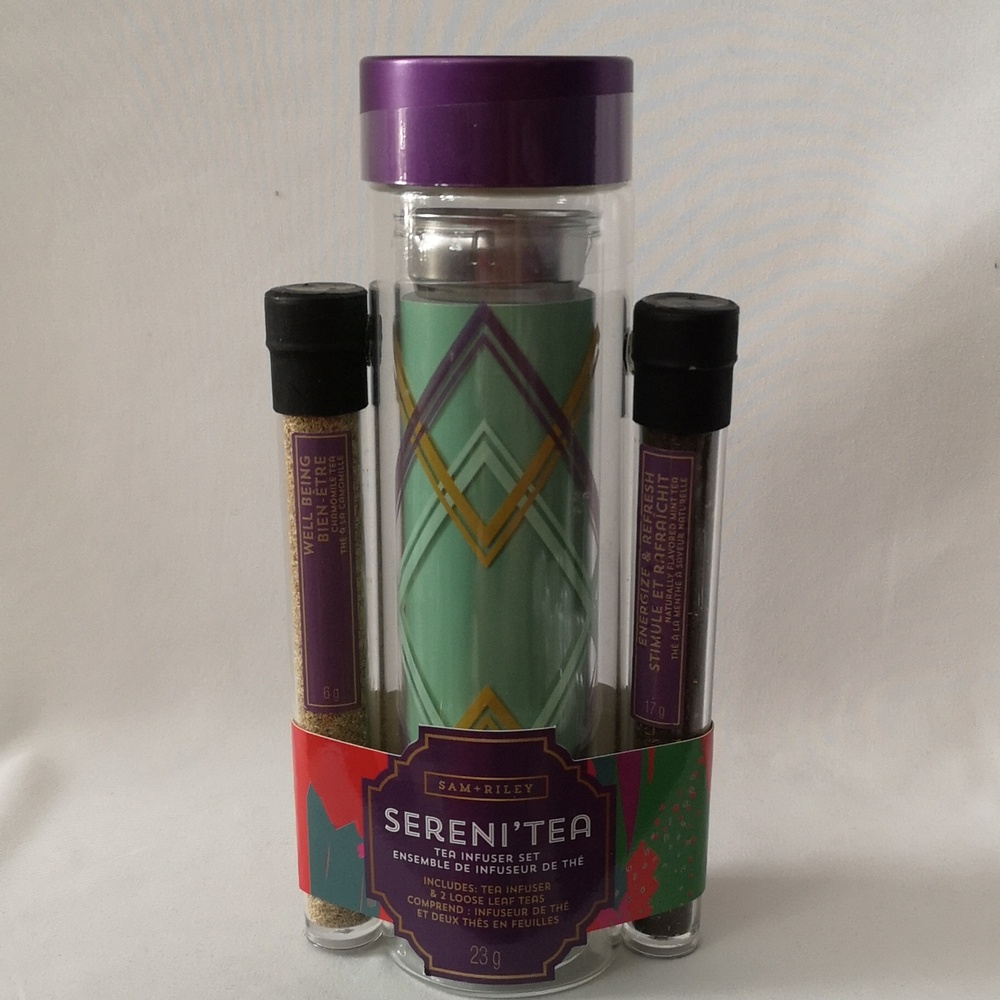 Brand New Sereni'Tea Glass Infuser Set with Two Loose Leaf Teas by Sam + Riley